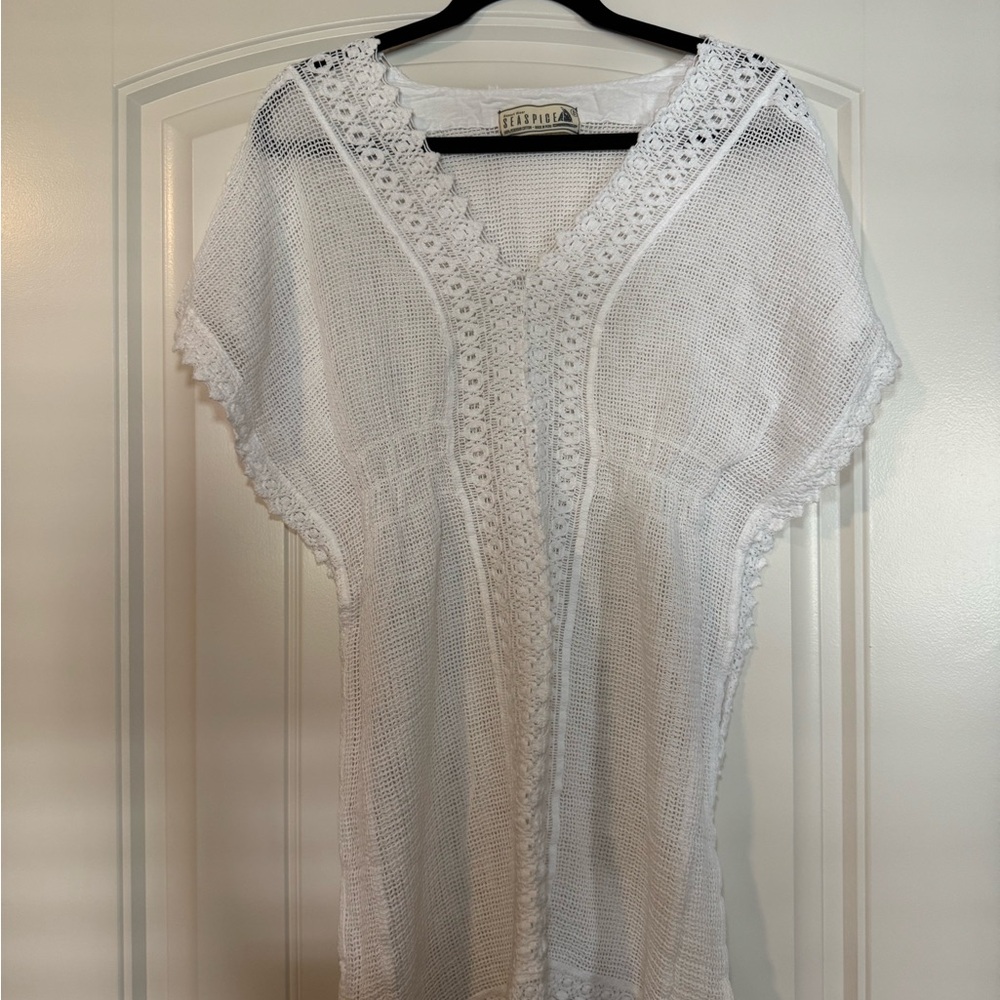 Seaspice White Lace Trim Swim Coverup